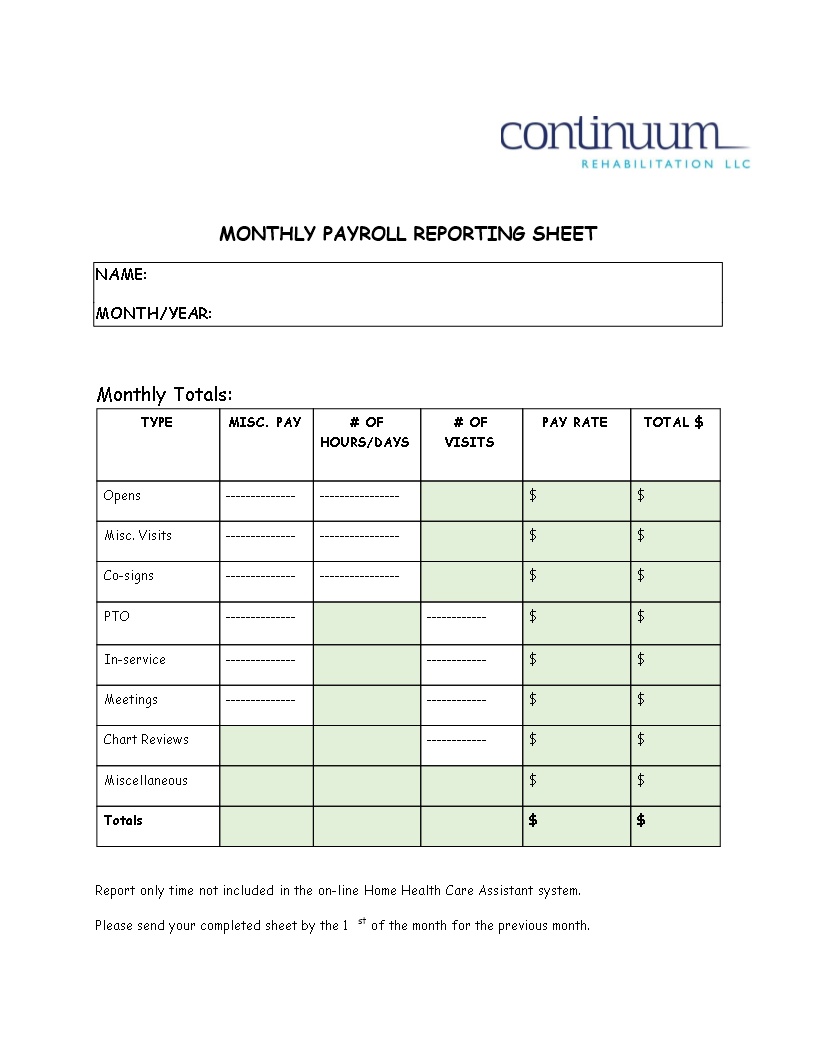 Monthly Payroll