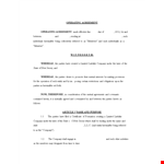 Customizable LLC Operating Agreement Template - Ensure Protection for Company and Members example document template