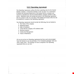 Sample Llc Operating Agreement example document template