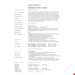 Substitute Teacher Resume Example example document template