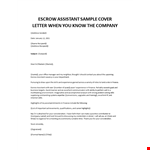 Escrow Officer Cover letter example document template