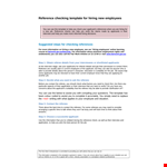 Sample Reference Check Form: Gather Valuable Insight on Applicants' References example document template