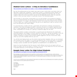 High School Student Cover Letter | Applying for Job in School example document template