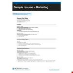 Marketing Manager Fresher Resume Template example document template