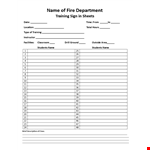 Sample Training Sign In Sheet example document template