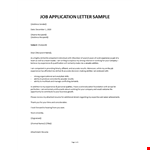 Job Application letter sample example document template