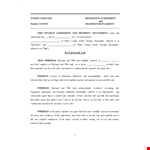 Divorce Agreement & Property Settlement | Parties & Terms example document template 