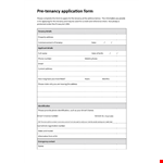 Pre Tenancy Application Form - Credit, Please Fill in the Information, Phone for Tenancy example document template