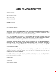 Hotel Complaint Letter