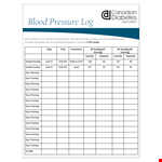 Printable Blood Pressure Log example document template