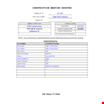 Construction Meeting Minutes example document template