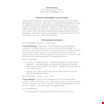 Sample Property Manager Resume example document template