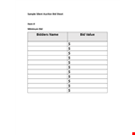 Silent Auction Bid Sheet Sample - Start Bidding Today! example document template