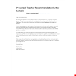 Letter Of Recommendation For Preschool Teacher example document template 