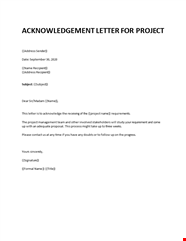 Acknowledgement Letter For Project Requirements