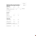 Meeting Planning Checklist Template example document template