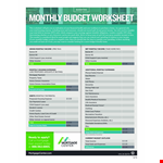 Home Monthly Budget Worksheet example document template