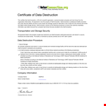 Certificate Of Data Destruction Template example document template