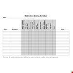 Medication Schedule Template - Easily Manage Medication Dosing and Reminders example document template