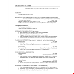 Example Of Resume For Graduate Teacher example document template