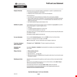 Profit And Loss Form For Small Business example document template