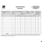 Daily Worksheet example document template