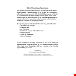 Customizable LLC Operating Agreement Template for Your Company example document template