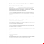 Harassment At Work Complaint Letter example document template 