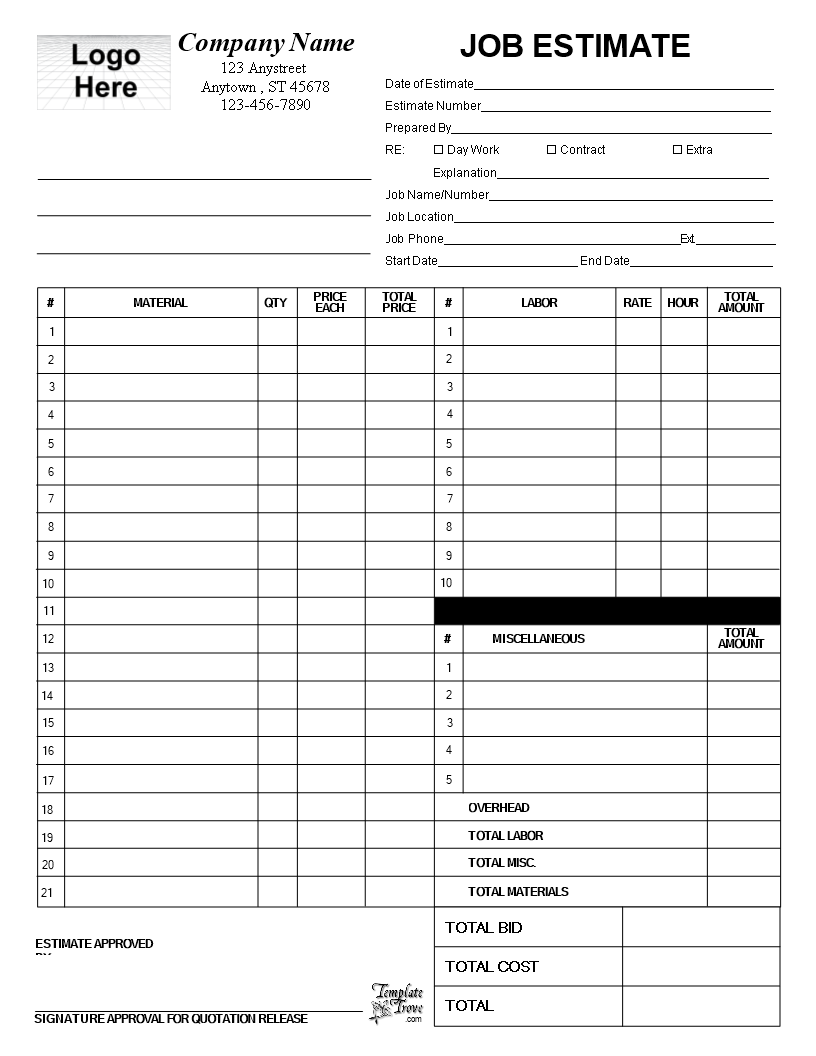 Professional Estimate Template - Free, Customizable Format | Your ...