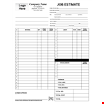 Professional Estimate Template - Free, Customizable Format | Your Company Name example document template