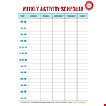 Weekly Activity Schedule Templates example document template