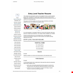 Entry Level Preschool Teacher Resume example document template 