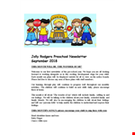 Preschool Newsletter Template | Monthly Updates for Families & Children | Customize Easily example document template 