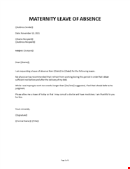 Maternity Leave Request Letter