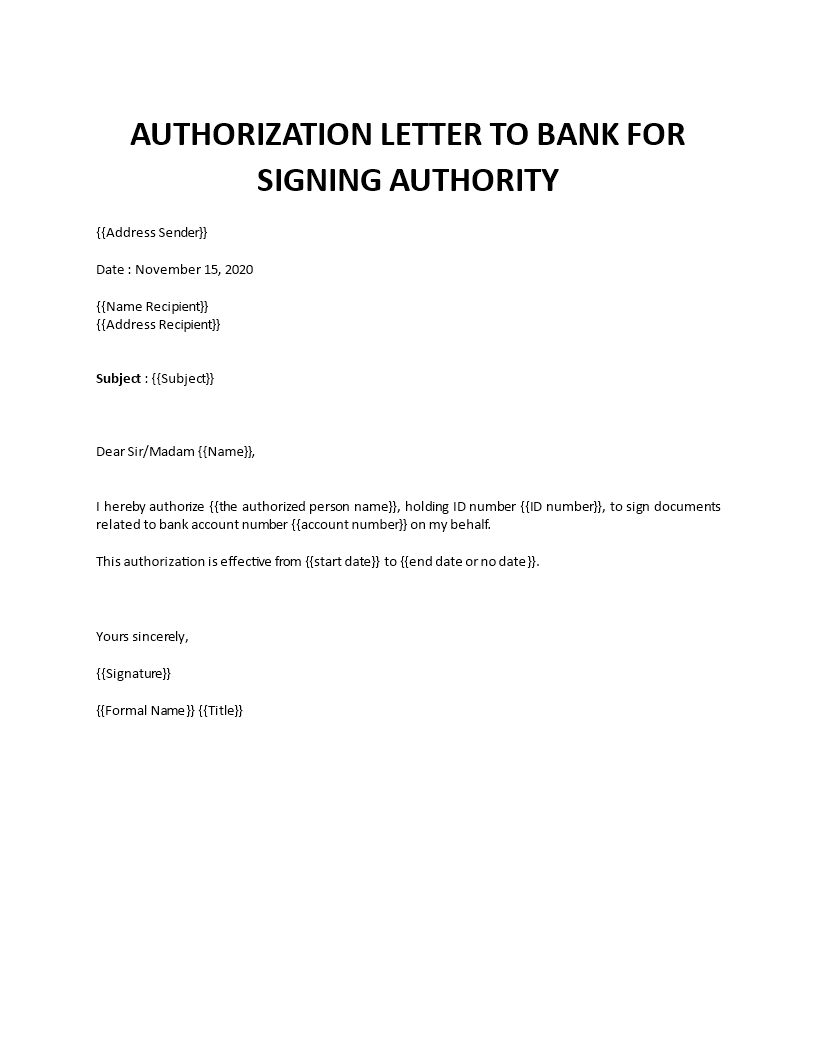 Signature Authorization Letter Template Business Format Vrogue