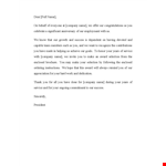 Recognition Letter for Years of Dedicated Service - Company Success example document template 