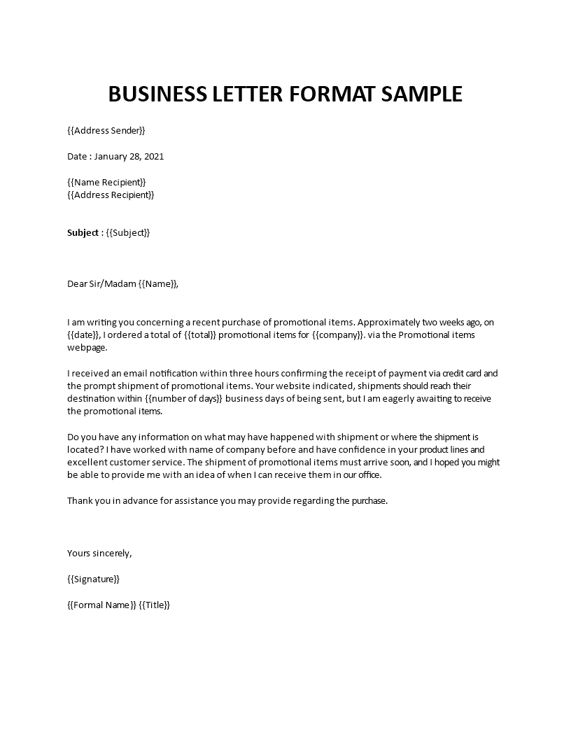 Basic Business Letter Format Template