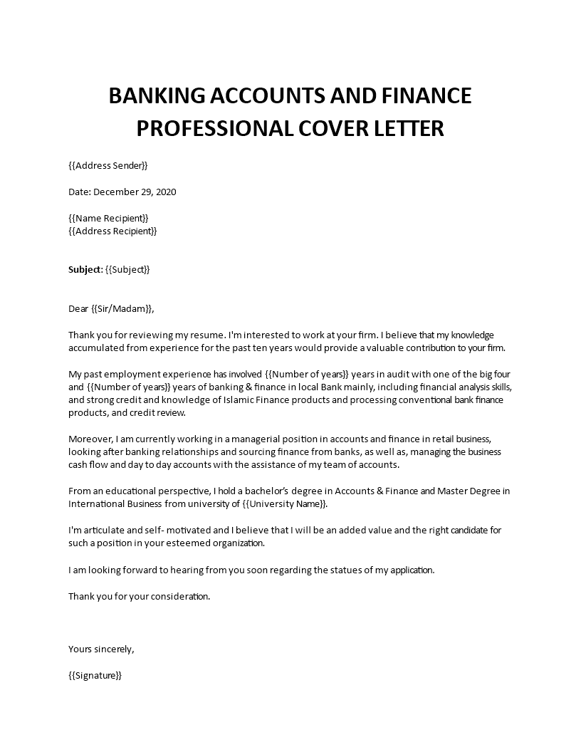 free sample cover letter for financial accountant