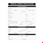 Tenant Credit Application Form example document template