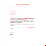 Job Offer Letter Template - Create a Professional Letter for Your Company example document template