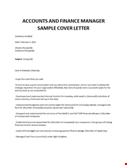 Sample Cover Letter For Finance And Administration Manager