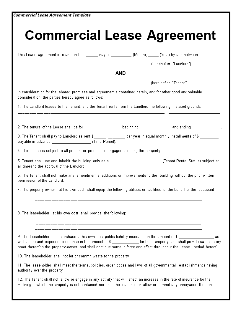 Commercial Lease Agreement Template for Rental Properties | CTR Optimized