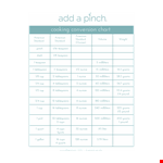 Cooking Conversion Table Chart example document template