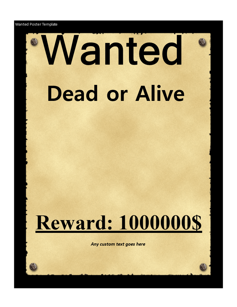 Wanted Poster Dead or Alive Template