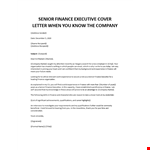 Senior Finance Executive sample cover letter example document template
