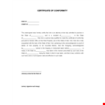 Certificate of Conformance - State Compliant | Download Now! example document template