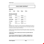 Daycare Contract: Notice, Schedule, Departure, Child Arrival | Professional Templates example document template 