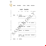 Quality Audit Agenda example document template