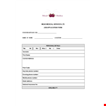 Printable Medical Job Application Template example document template