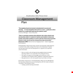 Classroom Management Planners example document template
